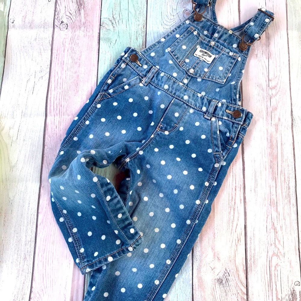 OshKosh B'gosh Baby Girl Denim Polka Dot Overalls